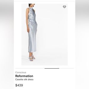 Reformation cassette silk dress in horizon blue size 0